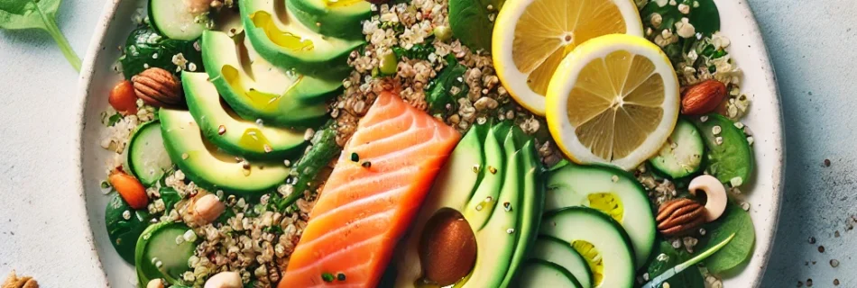 Ensalada de Quinoa con Aguacate y Salmón