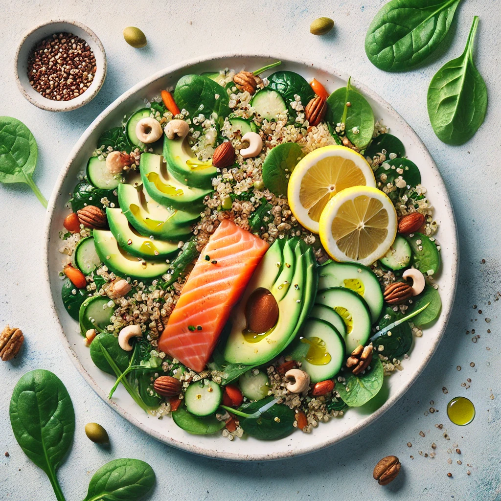 Ensalada de Quinoa con Aguacate y Salmón